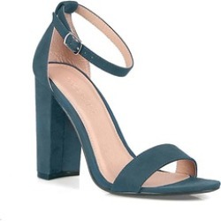 Vegan Suede Ankle Strap Open Toe Chunky Heel Women's Shoes