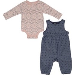 Nautica Baby Girls' Long Sleeve Onesie With Romper