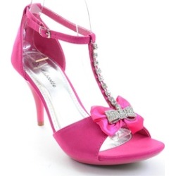 Jeweled Bow Pink Wedding Bridal Low Heel Sandal Fourever Funky