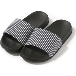 Elliz Navy White Vertical Stripes Art Print Indoor/Outdoor Slippers