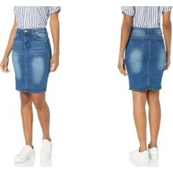 YDX Smart Jeans Juniors Mid-Length Denim Skirt for women knee high many color Skinny Light Wash in Yellow Large