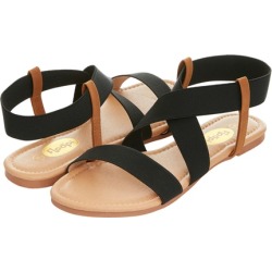 Floopi Womens Open Toe Elastic Ankle Strap Gladiator Flat Sandals
