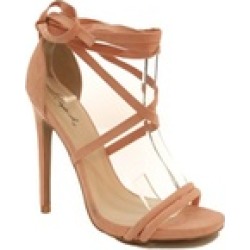 Xehar Women's Peach Open Toe Lace Up Stiletto Heel