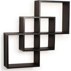 Danya B. FF6013B Intersecting Squares Decorative Wall Shelf Black