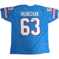 Autographed Mike Munchak Houston Oilers Blue Custom Jersey
