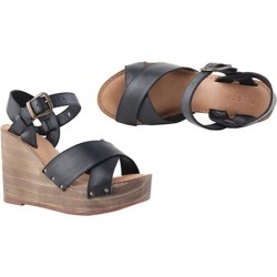 Celebrity NYC Women's Black Ankle Strap Wedges