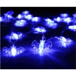 Blue Bat Halloween Decoration String light, Battery Operated 20leds