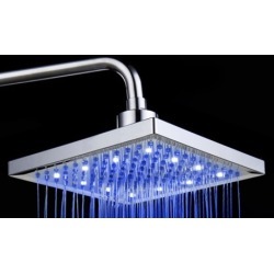 LED Color-Changing Stainless Steel Square Shower Head