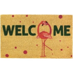 Pink Polka Dots and Flamingos Welcome Entry Door Mat Indoor Outdoor