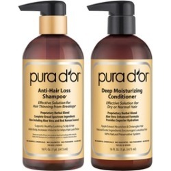 Pura D'Or Gold Label Anti-Hair Loss Shampoo, Conditioner, or Set (16 Fl. Oz.)
