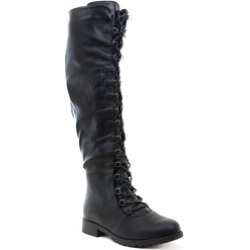 Knee High Lace Up Riding Faux Leather Thigh High Combat Boots