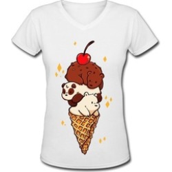 Women's We Bare Bear Ice Cream Art T Shirts
