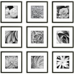 Gallery Perfect 9 Piece Black Square Photo Frame Wall Gallery Kit.