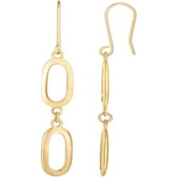 14Kt Yellow Gold Knife Egded Rectangular Double Link Drop Earring