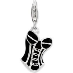 Silver Enameled Corset w/Lobster Clasp Charm (1.4in x 0.5in)