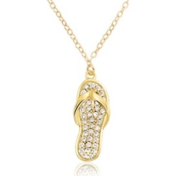 Bling Jewelry Gold Plated CZ Flip Flop Pendant Necklace Beach Jewelry