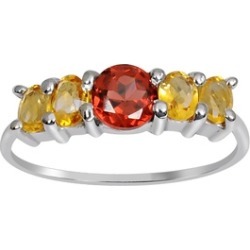 Orchid Jewelry 925 Sterling Silver Garnet & Citrine 5-Stone Ring