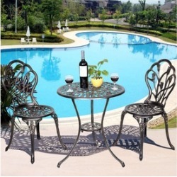Costway Cast Aluminum Patio Furniture Bistro Set (3-Piece) Costway Cast Aluminum Patio Furniture Bistro Set (3-Piece)