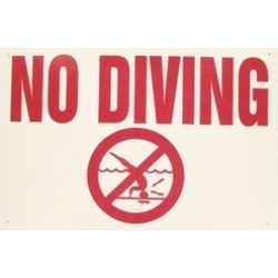 Valterra Products B8725 Blue Devil 18 x 12 In. No Diving Allowed Sign