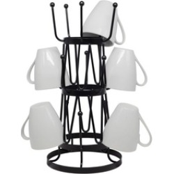 Stylish Steel Mug Tree Holder Organizer Rack Stand (Black)