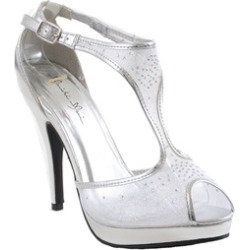Jeweled Iridescent Glitter Open Toe Platform Party Heels Pumps Women's
