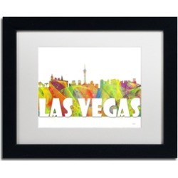 Marlene Watson 'Las Vegas Nevada Skyline Mclr-2' Matted Black Framed Art