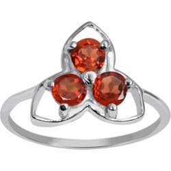 Orchid Jewelry 925 Sterling Silver 1/3 Carat Garnet Floral Ring