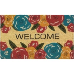 Colorful Flowers in Bloom Welcome Entry Door Mat Indoor Outdoor