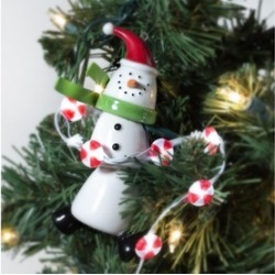 Department 56 Gumdrop Snowman Ornament With Peppermint Chaser Lights