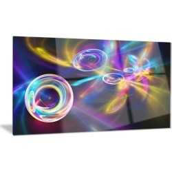 Blue Fractal Desktop Wallpaper Abstract Metal Wall Art 28x12