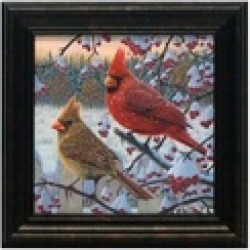 Artistic Reflections Winter Cardinals Winter Framed Art Print