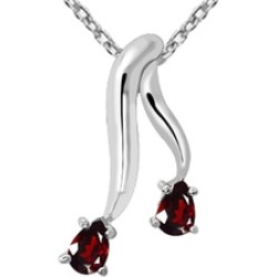 Orchid Jewelry 925 Sterling Silver 1 1/10 Carat Garnet Necklace