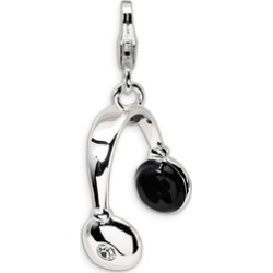 Sterling Silver Enameled Swarovski Crystal Earphones w/Lobster Charm