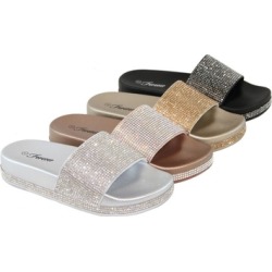 Women Fashion Slide Sandals Glitter Bling Rhinestones Shoes