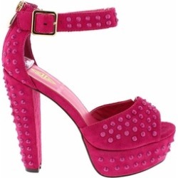 Fuchsia Open Toe Stud Platform Anklet Women's Heels Sandals