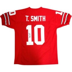 Autographed Troy Smith Ohio State Buckeyes Red Custom Jersey