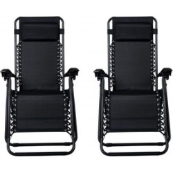 Chairs Zero Gravity Case 2 Black Lounge Patio Outdoor Yard Beach