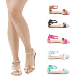 Women's Ankle Strap Open Toe Flat Slide Sandal