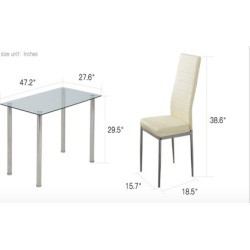 5 Piece Dining Table Set w4 Chairs Glass Metal Kitchen Room Furniture 5 Piece Dining Table Set w4 Chairs Glass Metal Kitchen Room Furniture