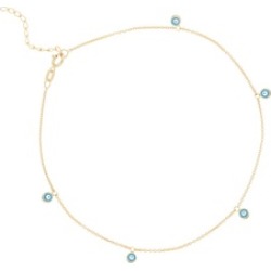 Anklet, 10" Inches 14Kt Gold Evil Eye Anklet