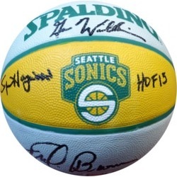 Autographed Team Legends Seattle Sonics Logo Basketball