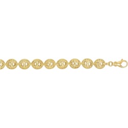 14kt 7.5" Yellow Gold Sanded 8.8mm Puffed Mariner Type Link Bracelet