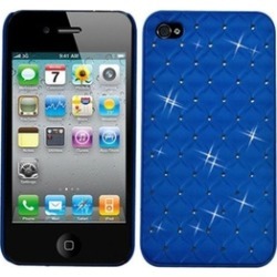 Insten Dark Blue Luxurious Casew Diamonds For iPhone 4 4S