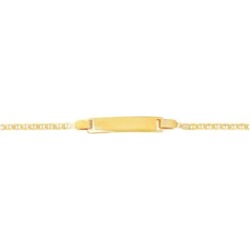 14K Solid Gold Shiny Mariner Link ID Bracelet with Lobster Lock-6" Inc