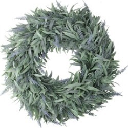 17" Artificial Dusty Blue Decorative Springtime Wispy Lavender Wreath