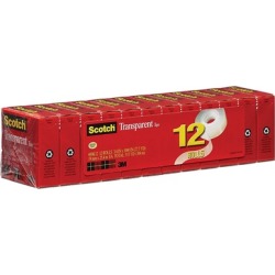 3M 600K12 Transparent Glossy Tape 12 per Pack