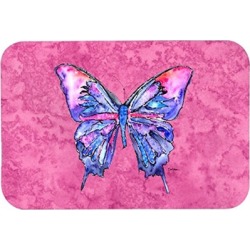 Carolines Treasures Butterfly On Pink Kitchen Or Bath Mat