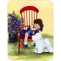 Carolines Treasures SS8533LCB Little Girl with her Bichon Frise Glass Cutting Bo