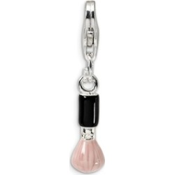 Sterling Silver Black And Pink Enamel Blush Brush Lobster Clasp Charm