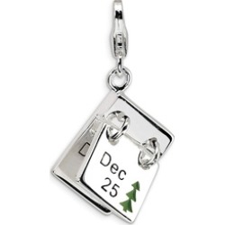 Sterling Silver 3-D Enameled Dec. 25 And Dec. 26 Lobster Clasp Charm